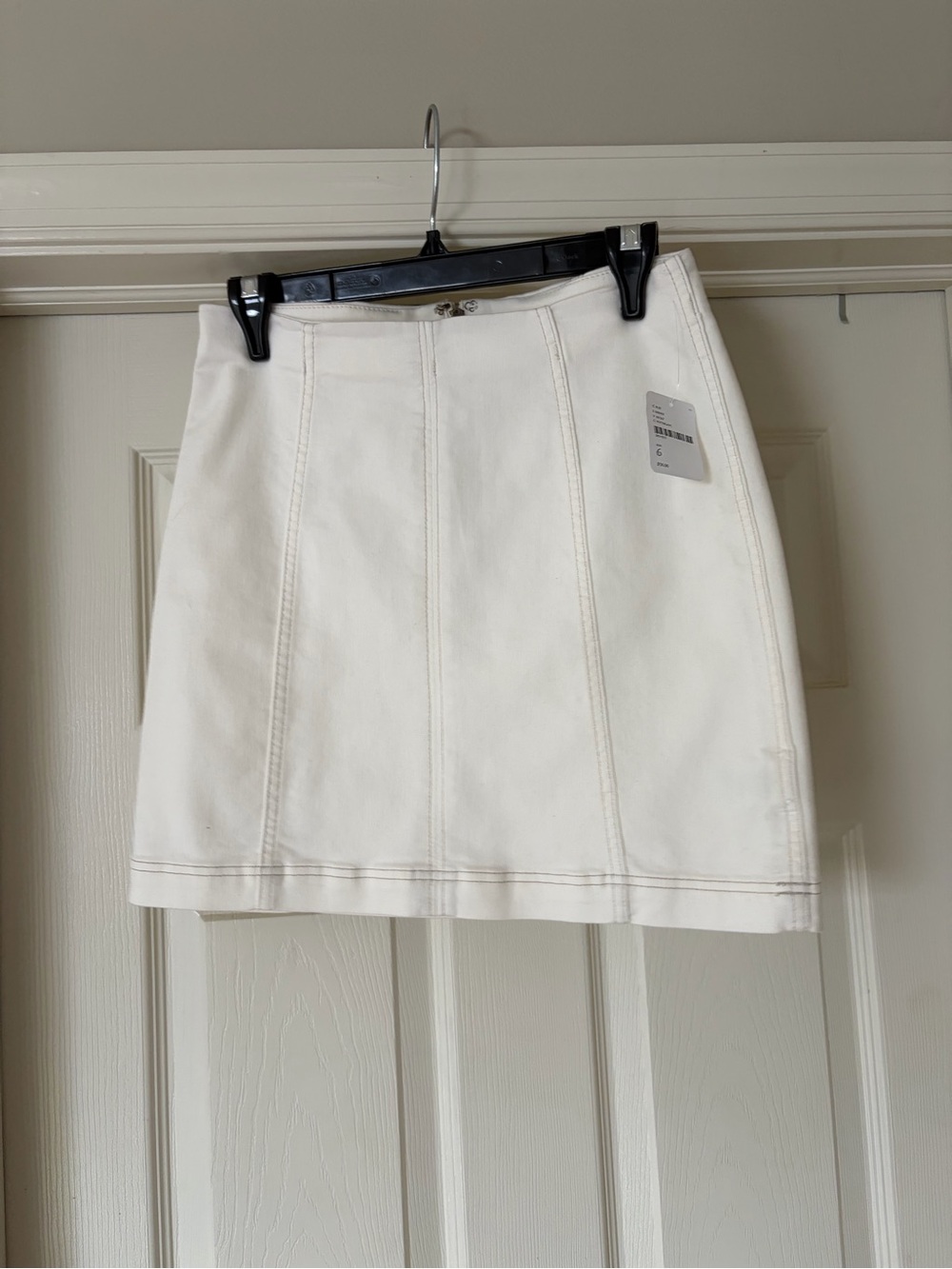 Free People White Panel-Stitch Mini Skirt